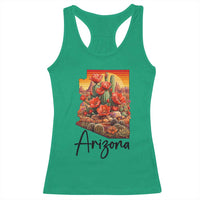Arizona Map Blooming Cactus Flowers Gift Racerback Tank Top