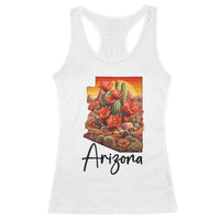 Arizona Map Blooming Cactus Flowers Gift Racerback Tank Top