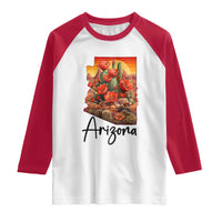 Arizona Map Blooming Cactus Flowers Gift Raglan Shirt