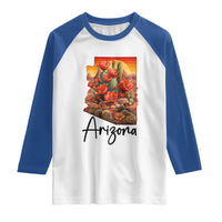 Arizona Map Blooming Cactus Flowers Gift Raglan Shirt