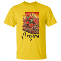 Arizona Map Blooming Cactus Flowers Gift T Shirt
