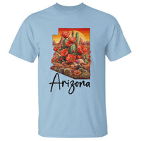 Arizona Map Blooming Cactus Flowers Gift T Shirt