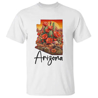 Arizona Map Blooming Cactus Flowers Gift T Shirt