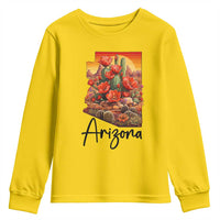 Arizona Map Blooming Cactus Flowers Gift Youth Sweatshirt