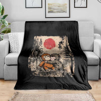 Vintage Japanese Ukiyoe Punch Baby Monkey Throw Blanket Kawaii Animal Gift