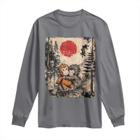 Vintage Japanese Ukiyoe Punch Baby Monkey Long Sleeve Shirt Kawaii Animal Gift