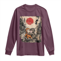 Vintage Japanese Ukiyoe Punch Baby Monkey Long Sleeve Shirt Kawaii Animal Gift