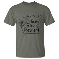 Brave Strong Resilient T Shirt Melanoma Warrior Dandelion Gift
