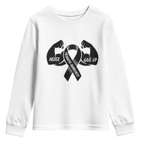 Melanoma Awareness Warrior Youth Sweatshirt Never Give Up