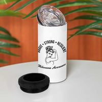 Melanoma Awareness Strong Woman 4 in 1 Can Cooler Tumbler Brave Strong Resilient Warrior