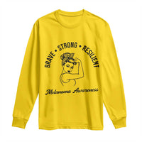 Melanoma Awareness Strong Woman Long Sleeve Shirt Brave Strong Resilient Warrior