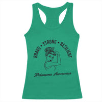 Melanoma Awareness Strong Woman Racerback Tank Top Brave Strong Resilient Warrior