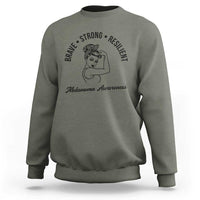 Melanoma Awareness Strong Woman Sweatshirt Brave Strong Resilient Warrior