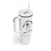 Melanoma Awareness Strong Woman Tumbler With Handle Brave Strong Resilient Warrior