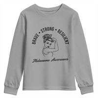 Melanoma Awareness Strong Woman Youth Sweatshirt Brave Strong Resilient Warrior