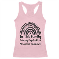 In This Family Nobody Fights Alone Racerback Tank Top Melanoma Warrior Support