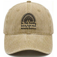 In This Family Nobody Fights Alone Washed Cotton Baseball Cap Melanoma Warrior Support