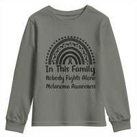 In This Family Nobody Fights Alone Youth Sweatshirt Melanoma Warrior Support