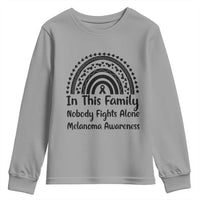 In This Family Nobody Fights Alone Youth Sweatshirt Melanoma Warrior Support