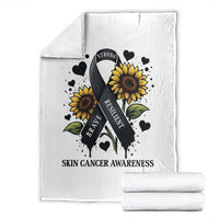 Sunflower Skin Cancer Awareness Throw Blanket Brave Strong Resilient