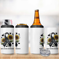 Sunflower Skin Cancer Awareness 4 in 1 Can Cooler Tumbler Brave Strong Resilient