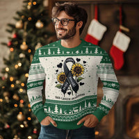 Sunflower Skin Cancer Awareness Ugly Christmas Sweater Brave Strong Resilient