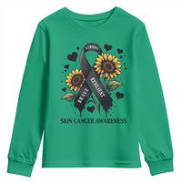 Sunflower Skin Cancer Awareness Youth Sweatshirt Brave Strong Resilient