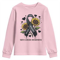 Sunflower Skin Cancer Awareness Youth Sweatshirt Brave Strong Resilient