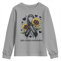 Sunflower Skin Cancer Awareness Youth Sweatshirt Brave Strong Resilient