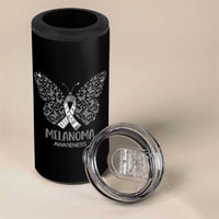 Just Cure It 4 in 1 Can Cooler Tumbler Melanoma Warrior Butterfly Support