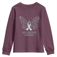 Just Cure It Youth Sweatshirt Melanoma Warrior Butterfly Support