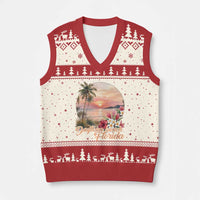 Daytona Beach Florida V-Neck Knit Sweater Vest Tropical Palm Tree Ocean Travel Gift