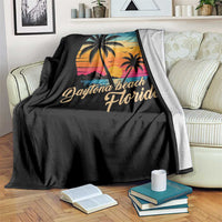 Vintage Daytona Beach Florida Throw Blanket Summer Vacation Graphic