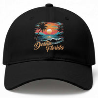 Destin Florida Beach Baseball Cap Retro Sunset Palm Tree Graphic