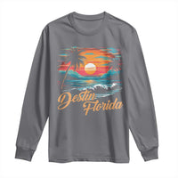 Destin Florida Beach Long Sleeve Shirt Retro Sunset Palm Tree Graphic