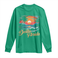 Destin Florida Beach Long Sleeve Shirt Retro Sunset Palm Tree Graphic