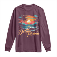 Destin Florida Beach Long Sleeve Shirt Retro Sunset Palm Tree Graphic