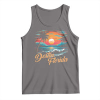 Destin Florida Beach Tank Top Retro Sunset Palm Tree Graphic