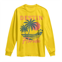 Vintage Destin Florida Beach Long Sleeve Shirt Sunset Palm Tree Graphic