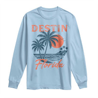 Vintage Destin Florida Beach Long Sleeve Shirt Sunset Palm Tree Graphic