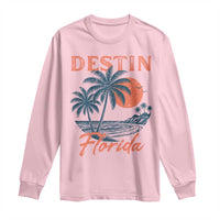 Vintage Destin Florida Beach Long Sleeve Shirt Sunset Palm Tree Graphic