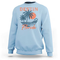 Vintage Destin Florida Beach Sweatshirt Sunset Palm Tree Graphic