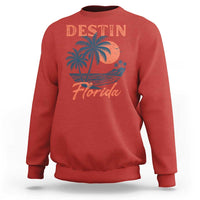 Vintage Destin Florida Beach Sweatshirt Sunset Palm Tree Graphic