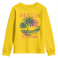Vintage Destin Florida Beach Youth Sweatshirt Sunset Palm Tree Graphic