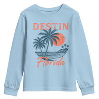 Vintage Destin Florida Beach Youth Sweatshirt Sunset Palm Tree Graphic