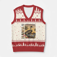 Hawaii Tropical Bird V-Neck Knit Sweater Vest Summer Island Vacation Gift