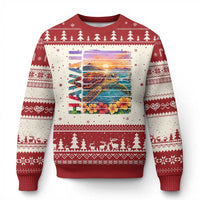 Hawaii Sea Turtle Ugly Christmas Sweater Tropical Sunset Island Vacation Gift