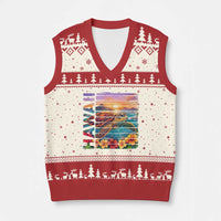 Hawaii Sea Turtle V-Neck Knit Sweater Vest Tropical Sunset Island Vacation Gift