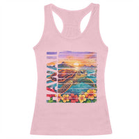 Hawaii Sea Turtle Racerback Tank Top Tropical Sunset Island Vacation Gift