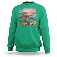 Hawaii Sea Turtle Sweatshirt Tropical Sunset Island Vacation Gift